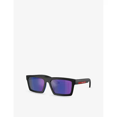 Prada Womens Ps A07s Rectangle-frame Acetate Sunglasses Black