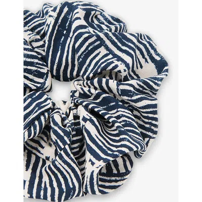 Whistles Womens Abstract-pattern Woven Scrunchie Blu