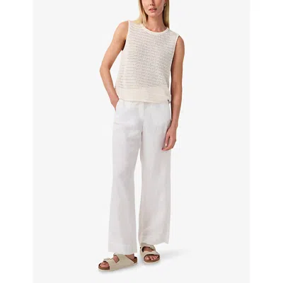 The White Company S Textured-stitch Slim-fit Cotton-blend Knitted Tank Top Soft White Xl
