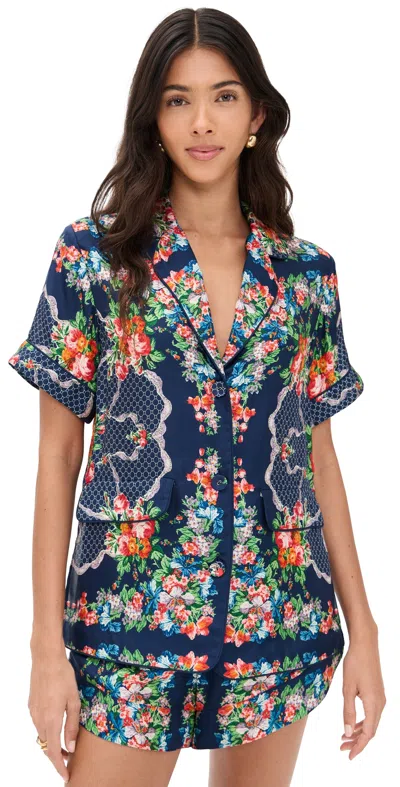 Cara Cara Portofino Floral-print Short-sleeve Top In Multi