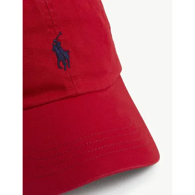 Polo Ralph Lauren Mens Pony Logo-embroidered Cotton Chino Ball Cap Red Blue