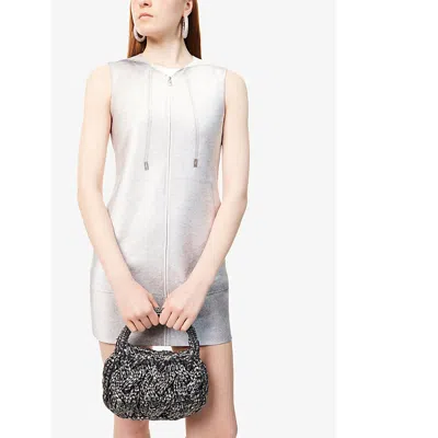 Jw Anderson W Anderson Womens Cable-knit Small Raffia Top-handle Bag Gunmetal