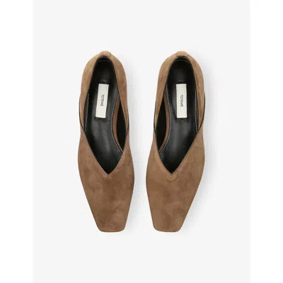 Totême Womens The Everyday Suede Flat Beige Eur 38/5 Uk