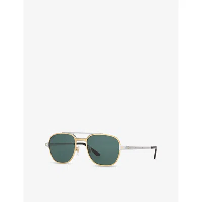 Cartier Womens Ct0477s Pilot-frame Metal Sunglasses Gold