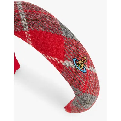 Vivienne Westwood Mens Tartan Wool Headband Aw24-red