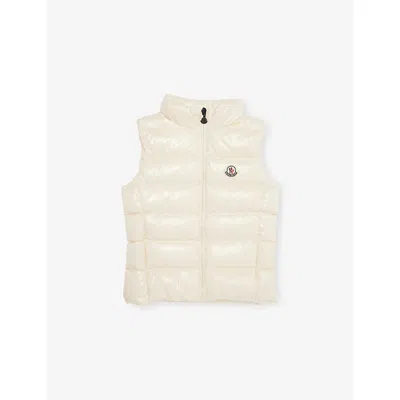 Moncler Ghany Padded Shell-down Gillet 4-14 Years Beig In White