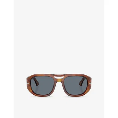 Persol Womens Po3373s Vincent Pilot-frame Acetate Sunglasses Brown