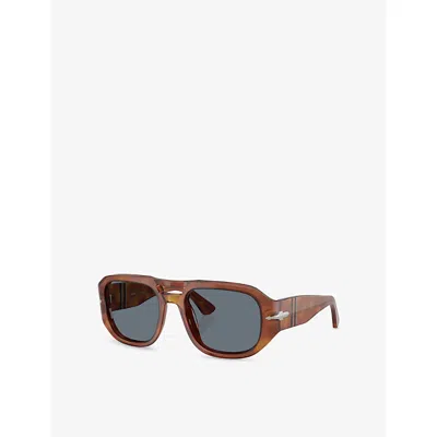 Persol Womens Po3373s Vincent Pilot-frame Acetate Sunglasses Brown