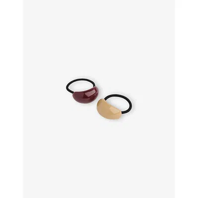 Whistles Womens Resin-embellished Set Of Two Woven Hair Ties Multi-coloured