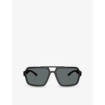 Prada Womens Ps A06s Pilot-frame Rubber Sunglasses Black