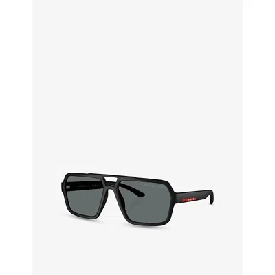 Prada Womens Ps A06s Pilot-frame Rubber Sunglasses Black
