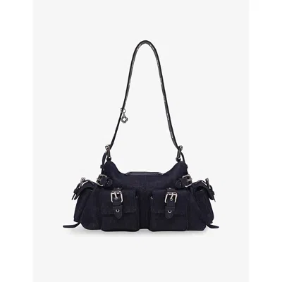 Maje Womens Miss M Denim Shoulder Bag Navy