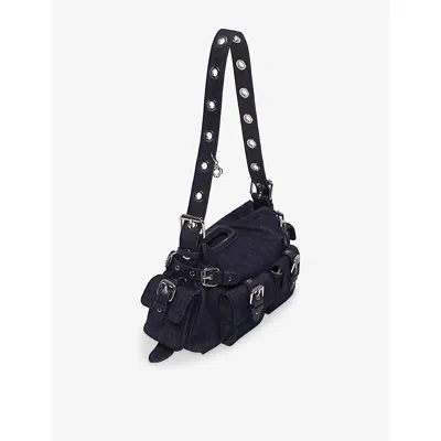 Maje Womens Miss M Denim Shoulder Bag Navy