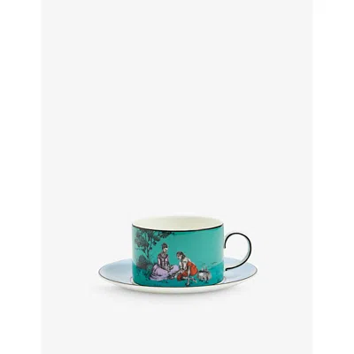 Wedgwood X Sheila Bridges Picnic Bone China Teacup And Saucer 219ml