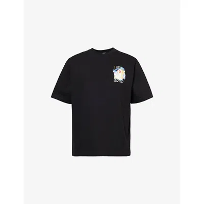 Casablanca Crew Neck Graphic Print Short Sleeves In Black