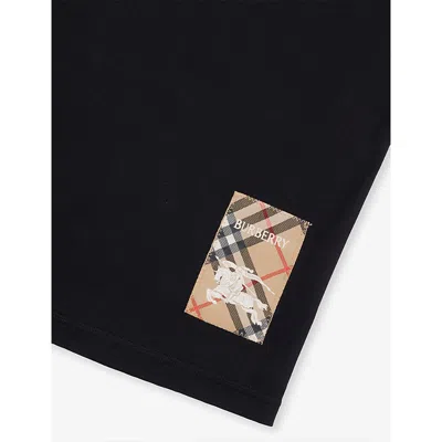Burberry Boy's Cedar Ekd Label Short-sleeve Cotton T-shirt In Black
