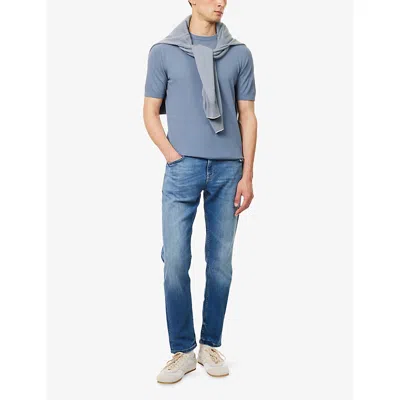 Eleventy Mens Regular-fit Short-sleeves Cotton Jumper Azzurro Xl In Blue