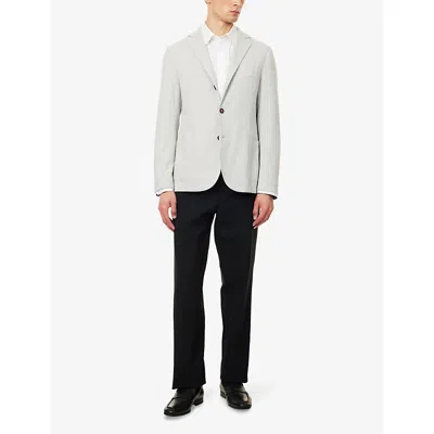 Eleventy Mens Prince Of Wales Notch-lapels Stretch-woven Blazer Light Melange Gray In Gray