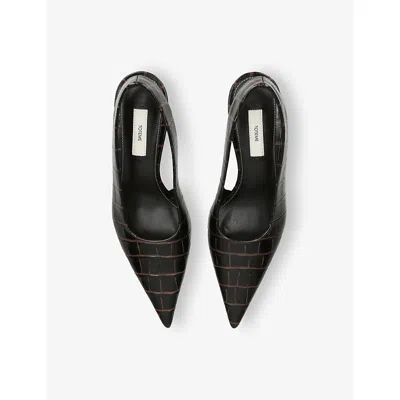 Totême Toteme Women Leather Decolletã© Slingback With Croco Effect In Black