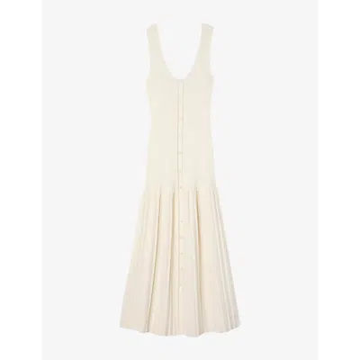 Sandro Womens Scoop-neck Ribbed Knitted Maxi Dress Ecru In White