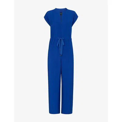 Whistles Womens Drawstring-waist Wide-leg Woven Jumpsuit In Blue