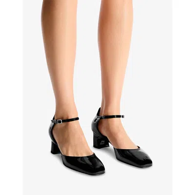 Jimmy Choo Womens Pixie 45 Patent-leather Block Heels Black/crystal Eur 37.5 / 4.5 Uk