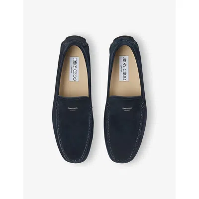Jimmy Choo Womens Stanly Reverse Suede Driver Shoes Navy Eur 42 / 8 Uk