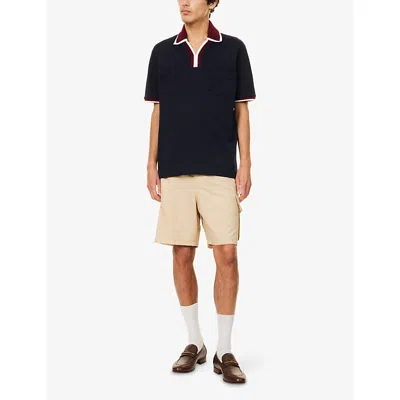 Gucci Mens Logo-embroidered Contrast-stripe Cotton-pique Polo Shirt Black/mix Xxl In Black