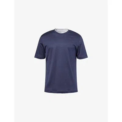 Eleventy Layered Cotton T-shirt In Blue