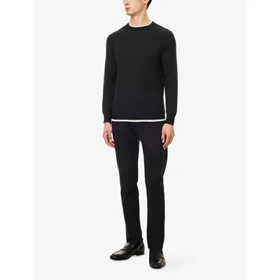 Eleventy Mens Contrast-trims Crewneck Wool Jumper Gray And Sand Xxl In Gray