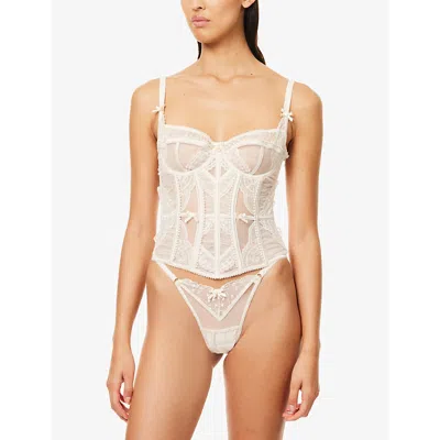 Lounge Underwear Womens Christina Intimates Mesh Corset White Xs
