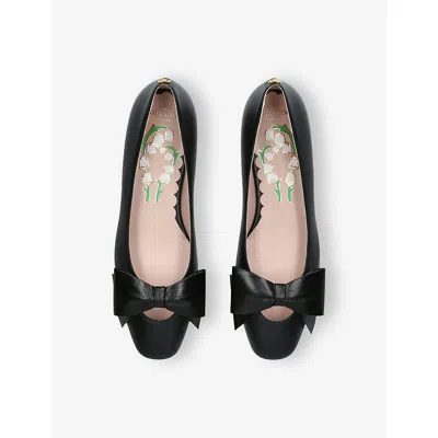 Valentino Leather Ballerinas With Iconic Bow Detail In Black