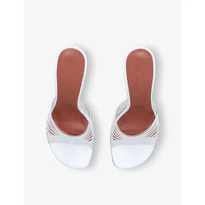 Amina Muaddi 90mm Mookie Slipper Sculpted-heel Sandals In White