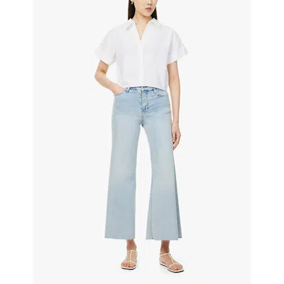 Frame Womens Le Palazzo Crop Wide-leg Stretch-denim Jeans Tribute Raw After
