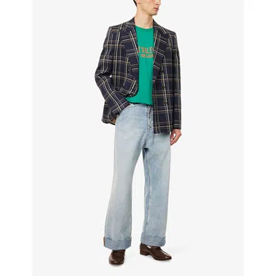 Valentino Cotton T-shirt With Chez Print In Green