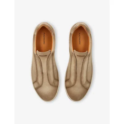 Magnanni Leather Laceless Sneakers In Brown