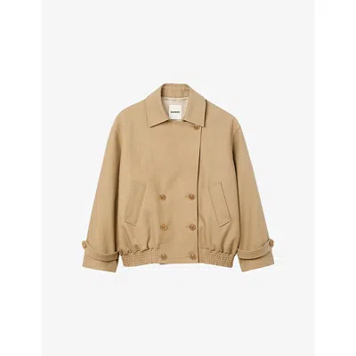 Sandro Womens Relaxed-fit Double-breasted Cotton Trench Coat Beige