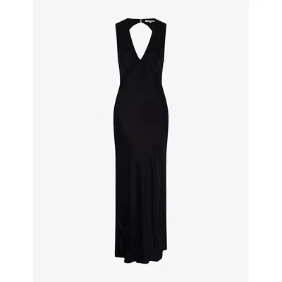 Omnes Womens Nova Tie-back Satin Maxi Dress Black Black