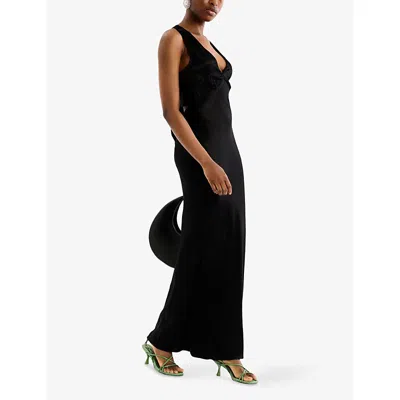 Omnes Womens Nova Tie-back Satin Maxi Dress Black Black