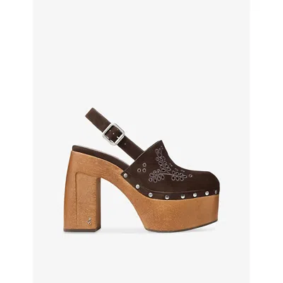 Jimmy Choo Womens Alida Suede Platform Clogs Chocolate Eur 38.5 / 5.5 Uk