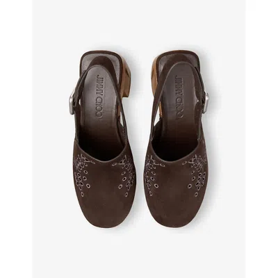 Jimmy Choo Womens Alida Suede Platform Clogs Chocolate Eur 38.5 / 5.5 Uk