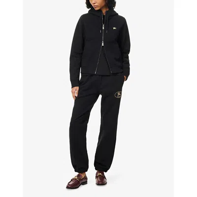Burberry Womens Brand-embroidery Regular-fit Cotton-jersey Hoody Black In Black