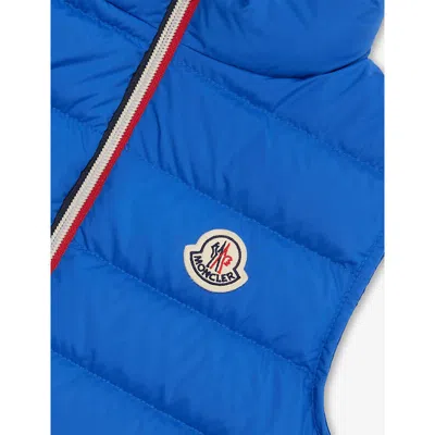 Moncler Boy's Ertavete Tricolor-trim Down Vest In Blue