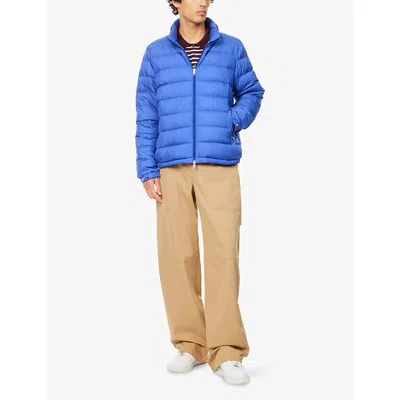 Moncler Mens Brendann Striped-trim Padded Jacket Blue In Multi
