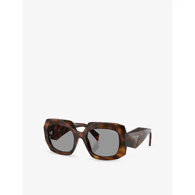 Prada Womens Pr B23s Square-frame Acetate Sunglasses Brown