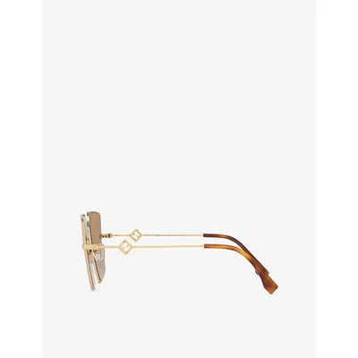 Fendi Womens Fe40148u Irregular-frame Metal Sunglasses Gold