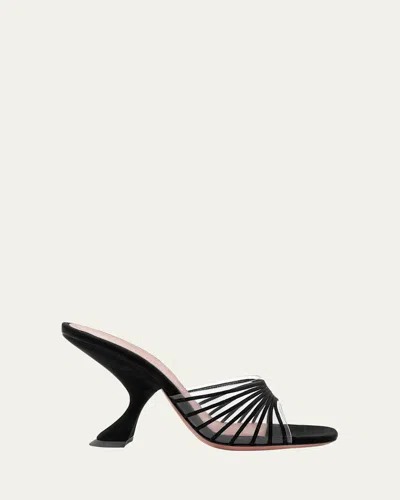 Amina Muaddi Mookie Suede Pvc Comma-heel Mules