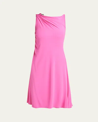 Versace Sleeveless Draped Stretch Crepe Jersey Dress