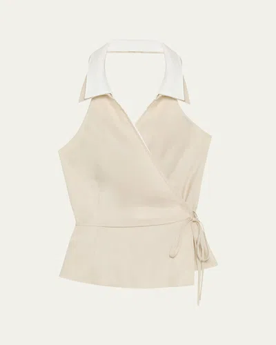 Simkhai Campbell Linen Halter Shirt