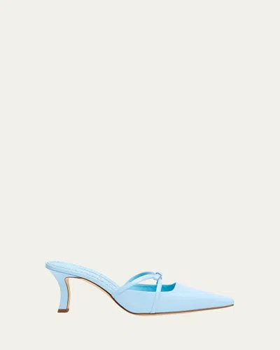 Manolo Blahnik Dariamu Patent Leather Bow Mules
